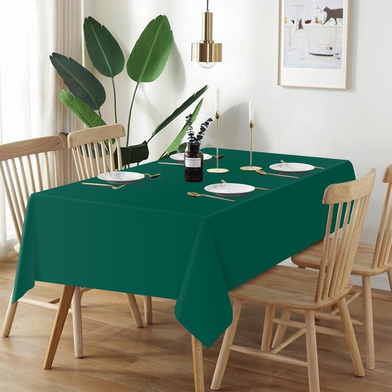 QIKSION Dark Green Plastic Table Cloth Disposable 3 Pack, 54 x 108 Inch Tablecloths for Party, Christmas Decorations, Rectangle Table Cover