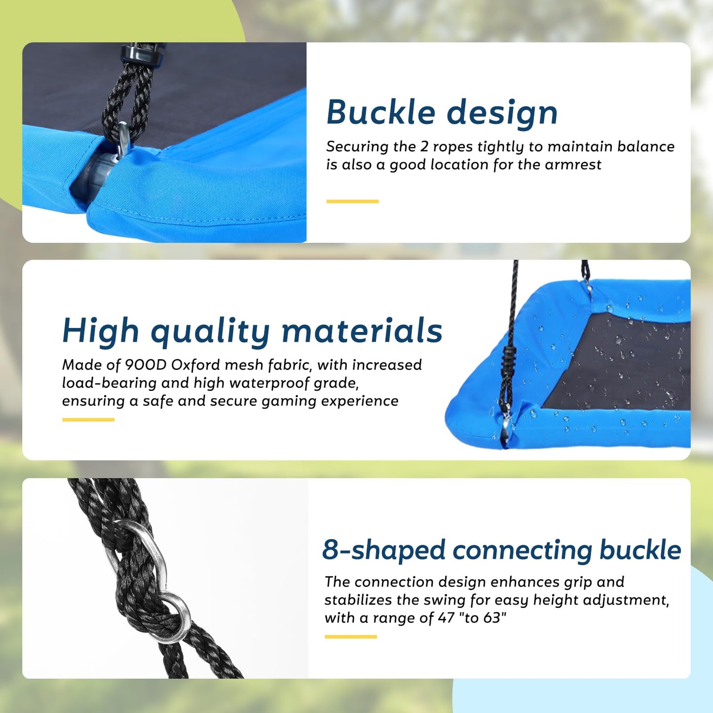 800lbs 60" Giant Platform Tree Swing for Kids and Adults,Tree Swings for Kids Outdoor, Kids Swing, Outdoor Swing for Kids with Comfy Mat and Steel Frame