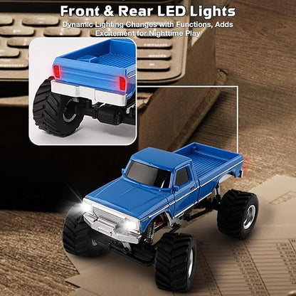 ARRIS 1:36 Mini RC Crawler 4WD Off-Road RC Car with 2.4G Remote Battery &amp Lights RTR for Adults Hobby Gifts (Blue)