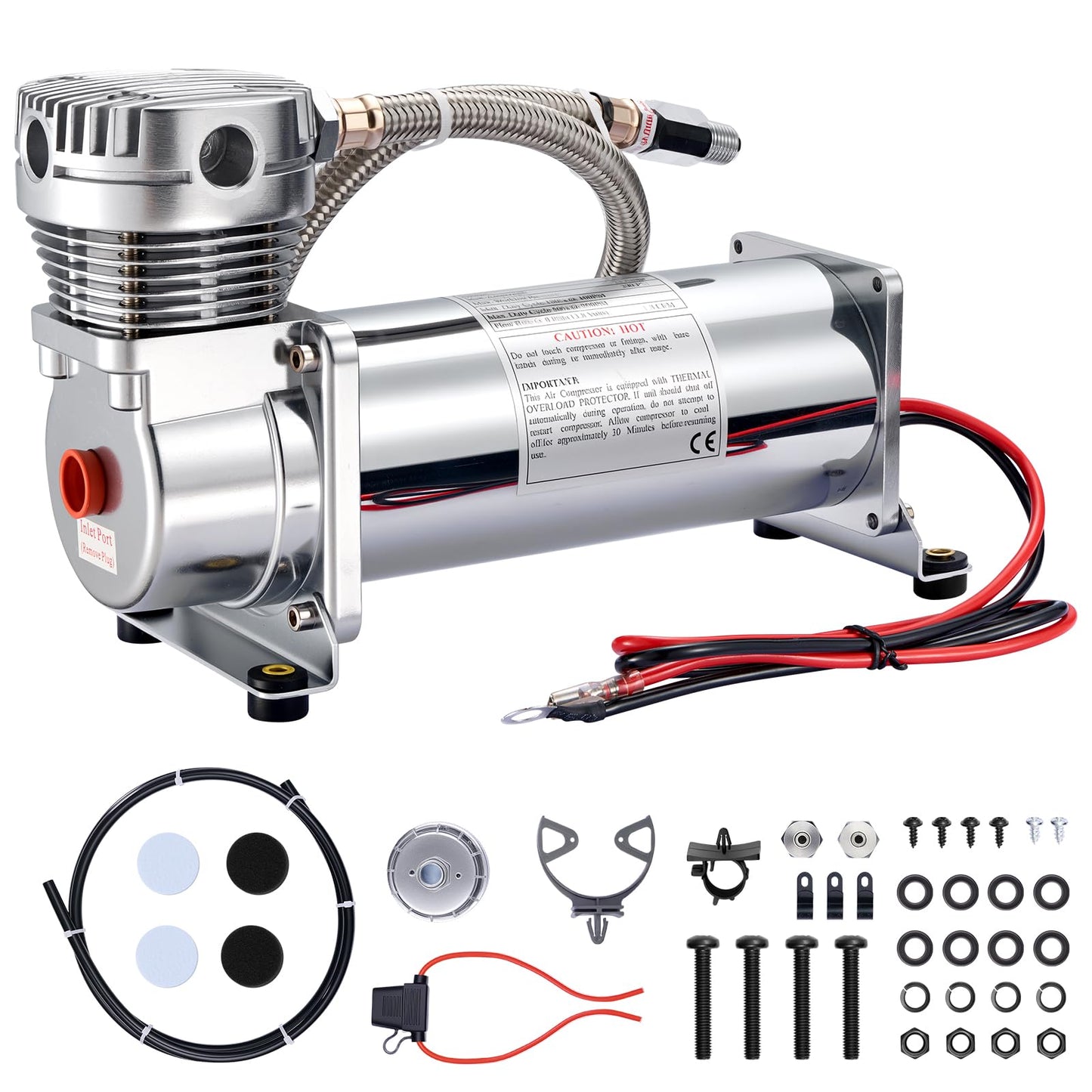 EVIL ENERGY 200PSI Air Horn Suspension Compressor for Car 12V Heavy Duty 1/4 NPT Onboard Air Ride Compressor for Train, Truck, Inflating Tires, Suspension Systems, Train Horn, DIY Pneumatic Tools