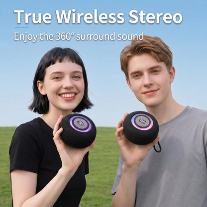 T&G Portable Bluetooth Magnetic Speaker with Pulsing Lights, Stocking Stuffers, IPX4 Waterproof, All Day Playtime, BT 5.3, TWS Paring, Mini Wireless Loud Speaker for Home/Outdoor/Camping/Party-Grey