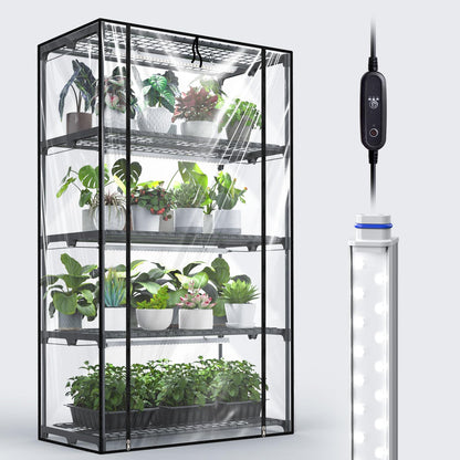 Inzlume Indoor Greenhouse with Grow Light, Mini Greenhouse with 4 Pack 36W Grow Lights for Indoor Plant, Seed Start, Seedling, Seed Trays, 17.7" W x 29.5" L x 59" H