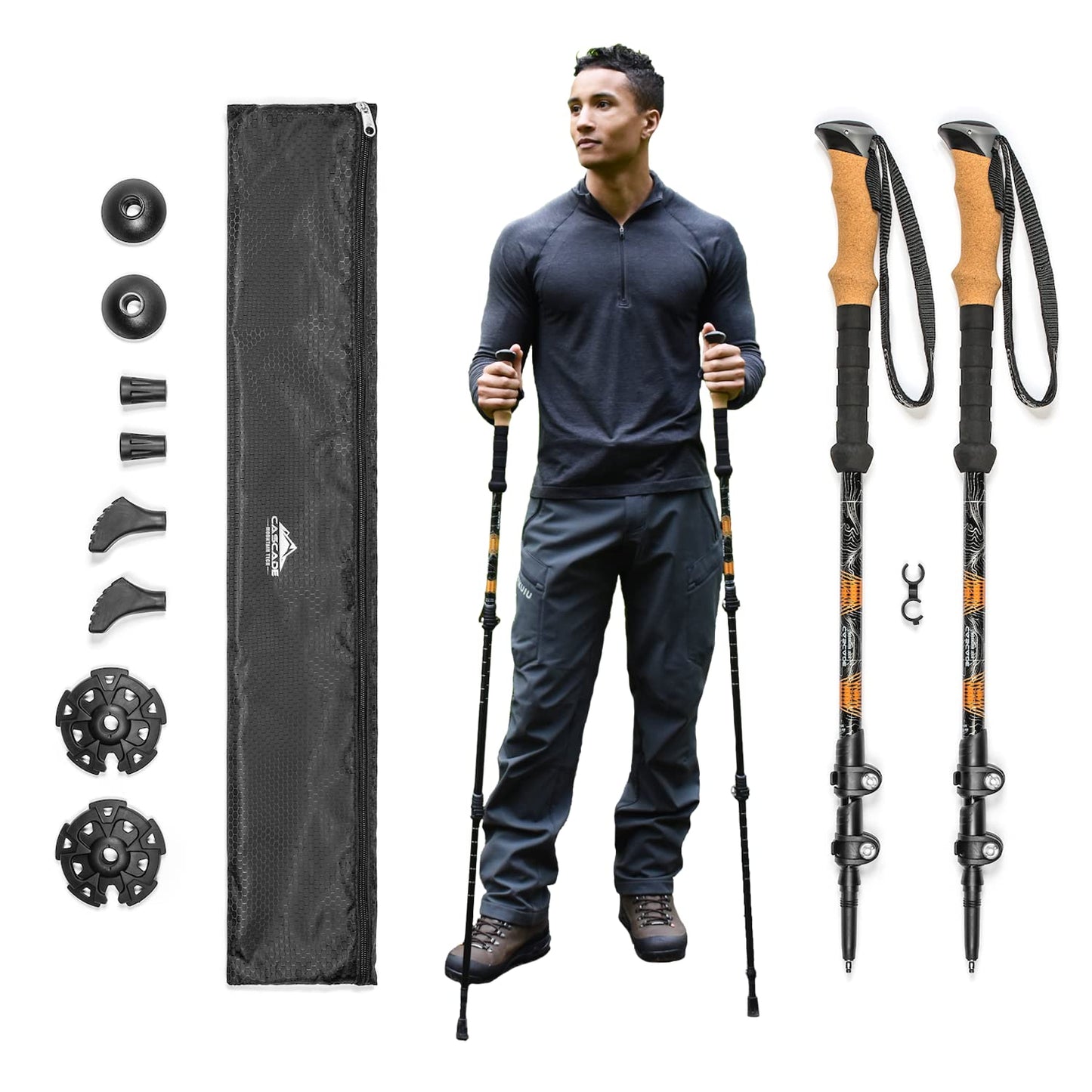 Osprey Atmos AG 65L Men's Backpacking Backpack and Cascade Mountain Tech Trekking Poles - Aluminum Hiking Walking Sticks (Set of 2), 54"