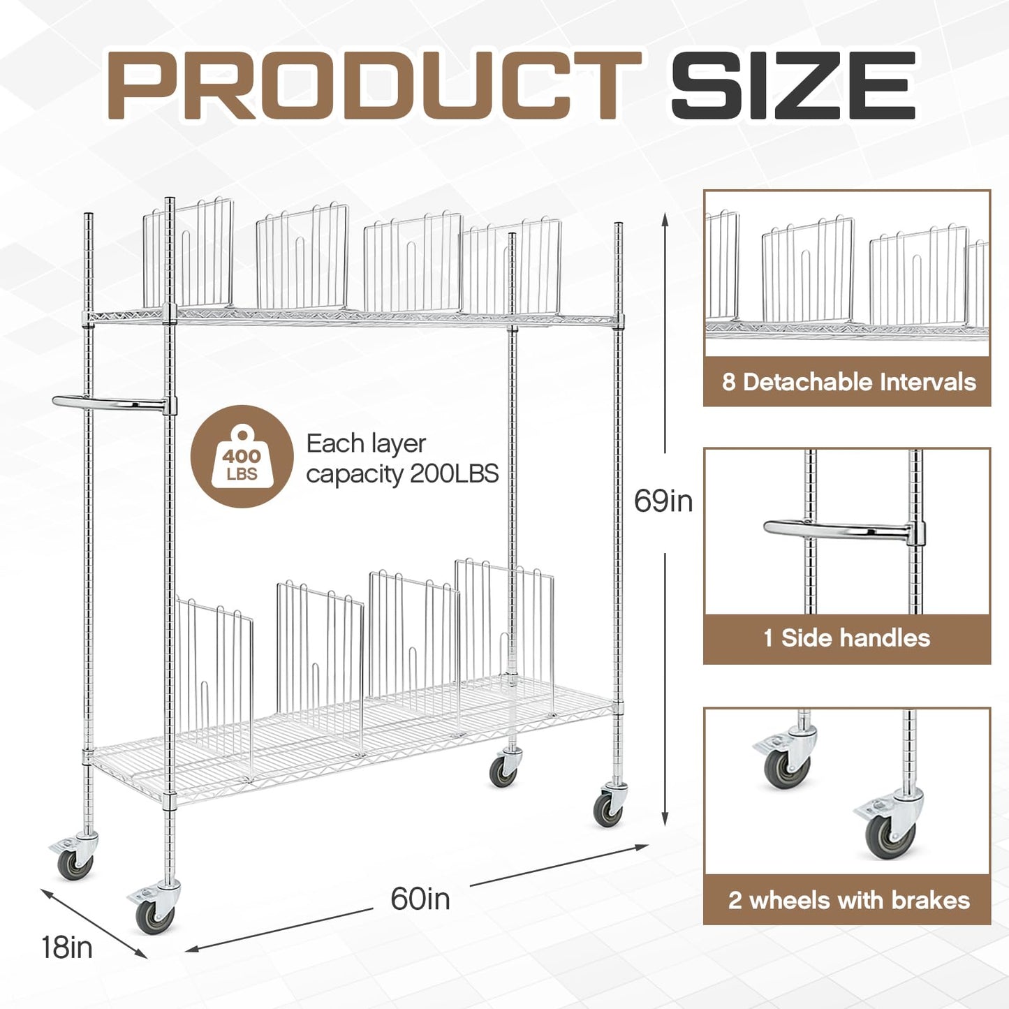 BBTO Carton Cart, Portable Steel Cardboard Organizer Carton Storage Rack with Wheels and Dividers for Art Storage Rack Home Supermarket Warehouse Commercial