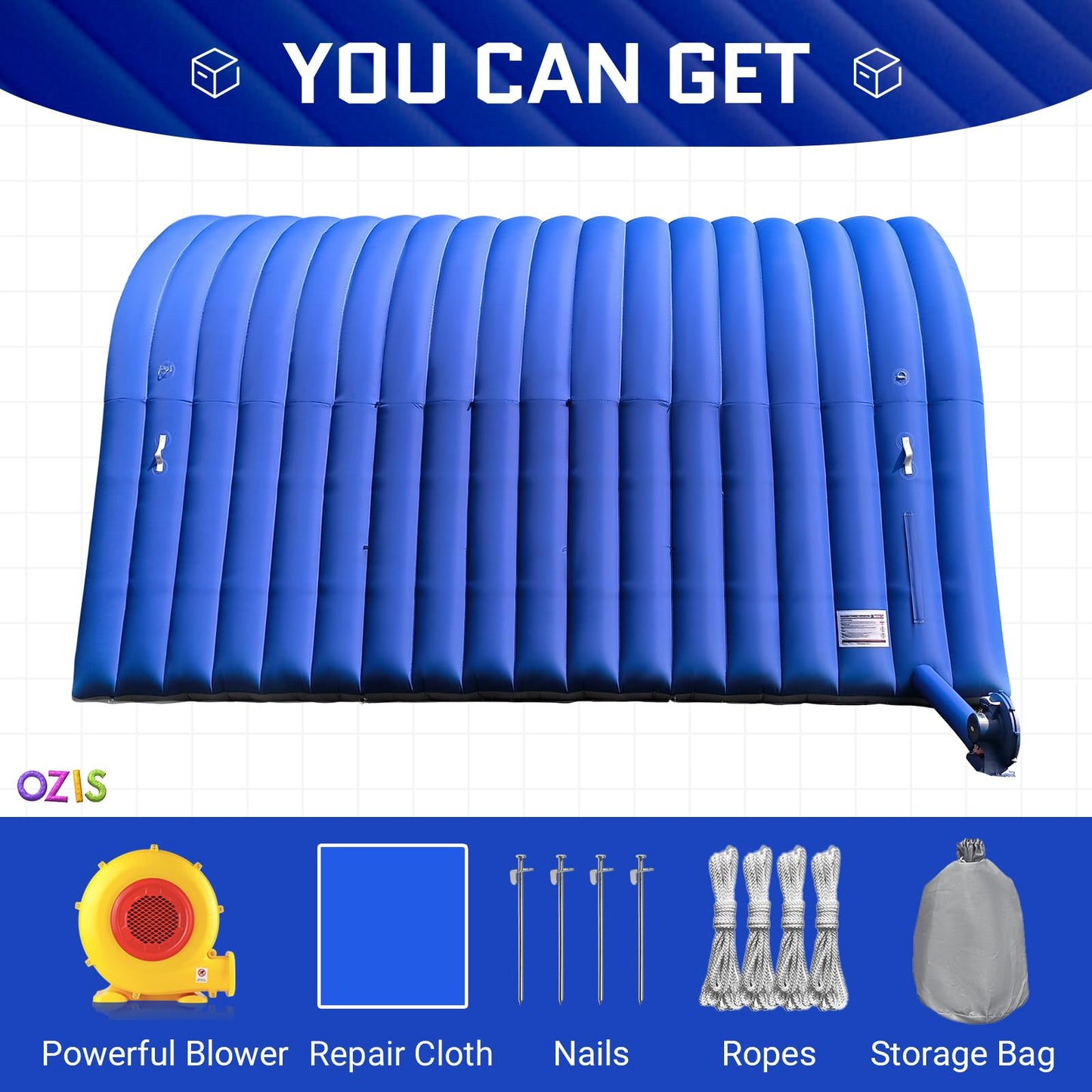 OZIS 20x10x10Ft Inflatable Tunnel Sports Tunnel Entrance with Installed Blower Inflatable Tunnel Tent for Business Advertising Event Exhibition Promotion,Street,Shop,Supermarket,School(Blue)