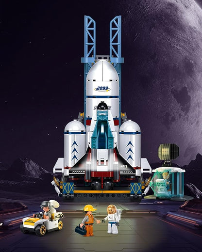 City Space Launch Center Building Set Rocket Launchpad Building Kit with 4 Astronaut Minifigures for STEM Role-Play Gift Toys for Boys 6-12 Compatible with Lego Space 424 PCS