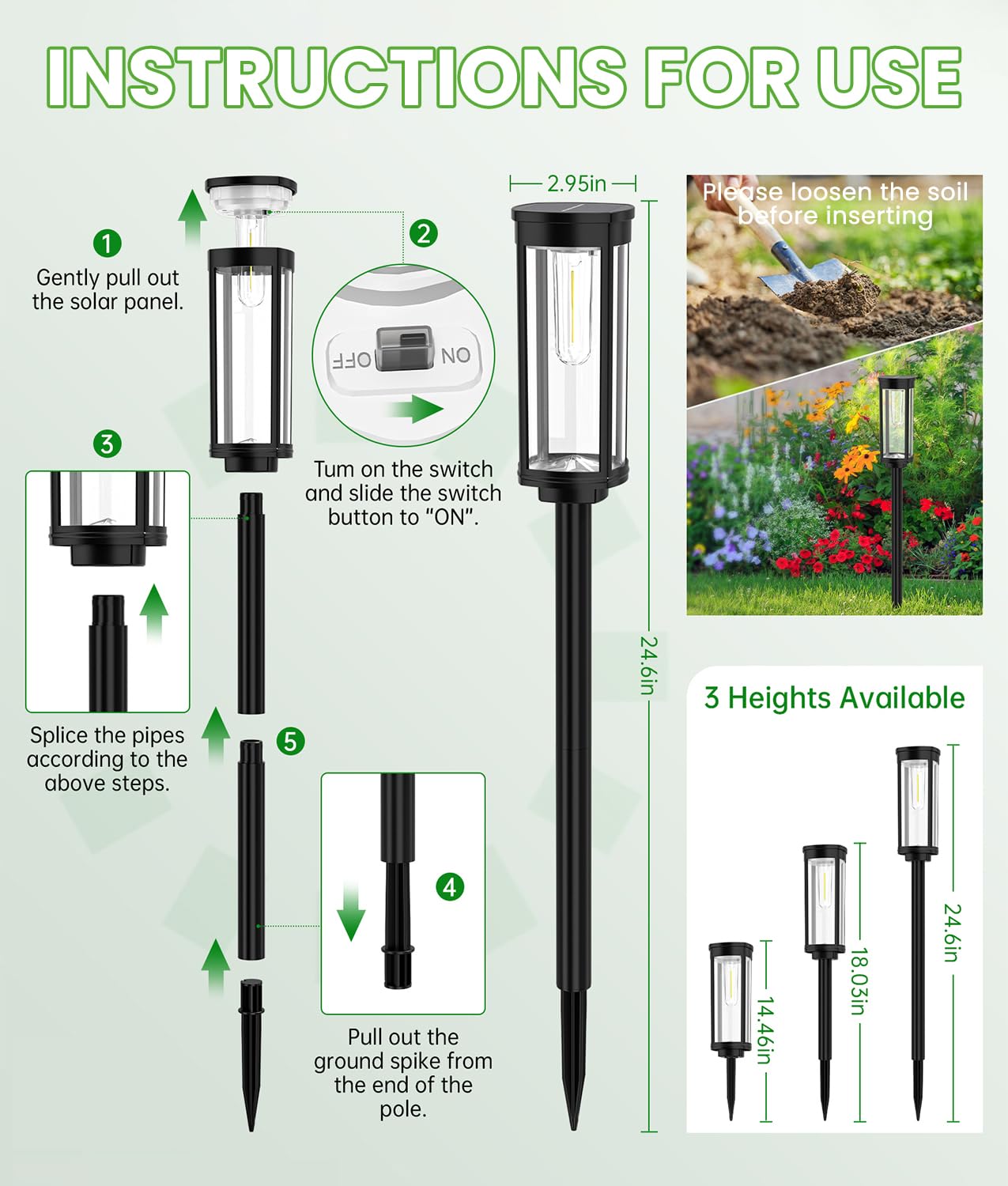 BITPOTT Bright Solar Pathway Lights, 12 Pack Solar Lights Outdoor Waterproof IP65, Auto On/Off Outdoor Garden Decorative Landscape Lighting for Walkway Driveway Lawn Patio Yard