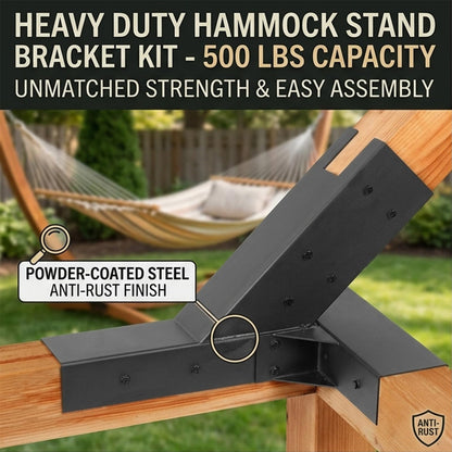 Heavy Duty Hammock Stand Bracket Kit - 500 lbs Capacity, Powder Coated Steel, Fits 4"x4" Posts, Easy DIY Installation
