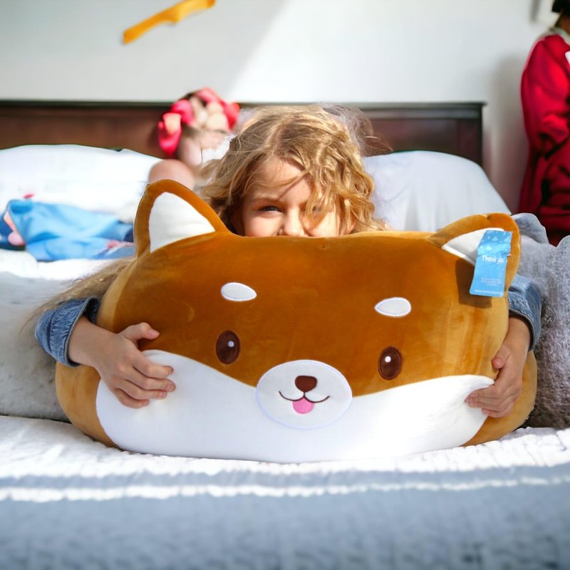WORLD OF PLUSH 29 Inch Giant Shiba Inu Plush – 3.6 lb Oversized Squishy Stuffed Animal Pillow, One of The Largest Dog Plush Toys for Bed & Dorm, Cute Kawaii Room Decor Gift