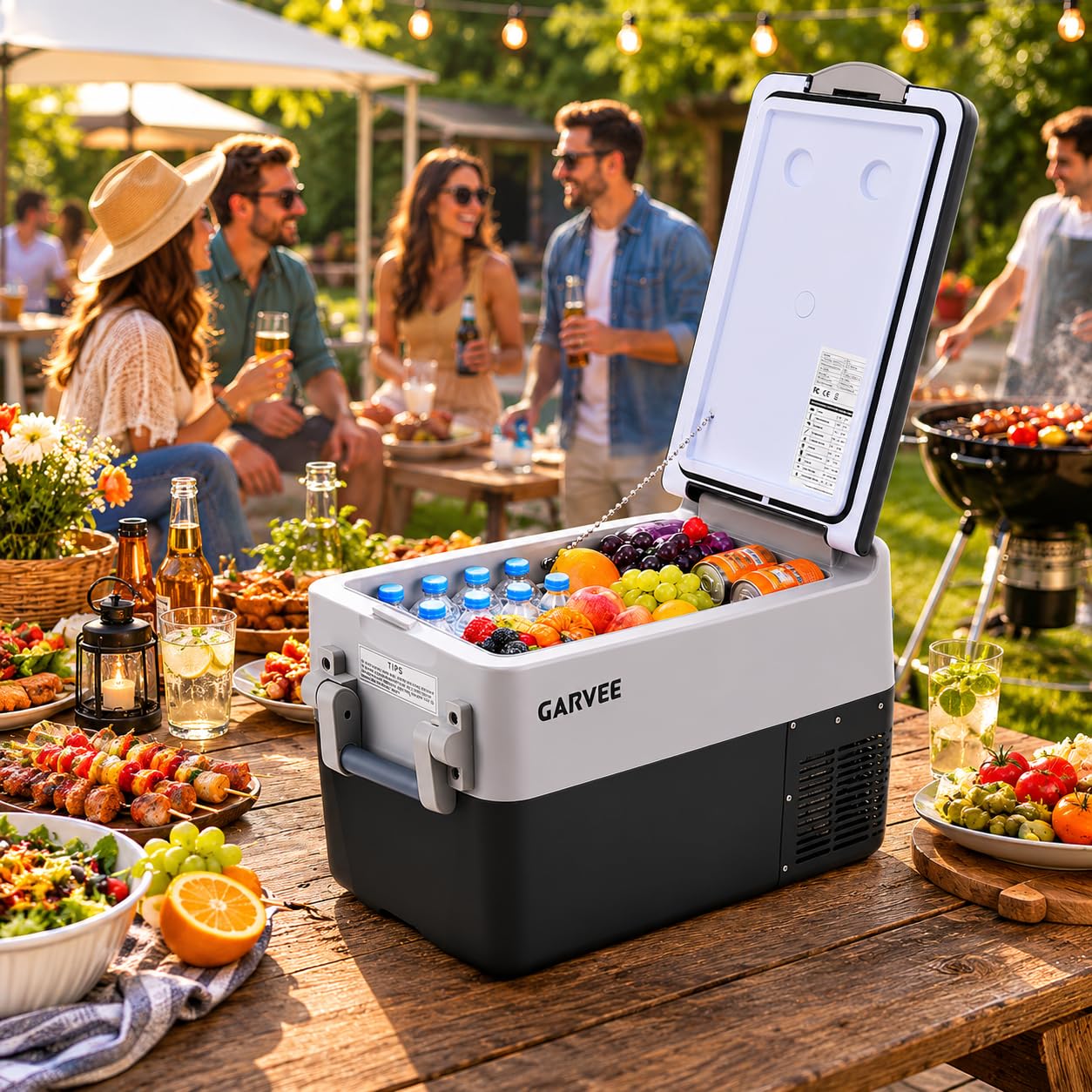 Garvee 32QT 12V Portable Refrigerator, Dual Zone Car Fridge Freezer with App Control & AC/DC Power for Camping, RV, Truck, Fishing & Home