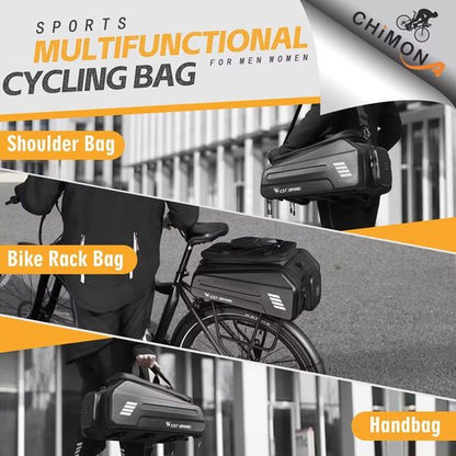 CHIMONA Ebike Battery Bag - Hard Shell E Bike Rack Bag, 30L Electric Bicycle Rear Rack Bag, Multifunction Large Pannier for Bicycle, Electric Bike Rear Seat Bag Bike Trunk Bag (BLACK1)