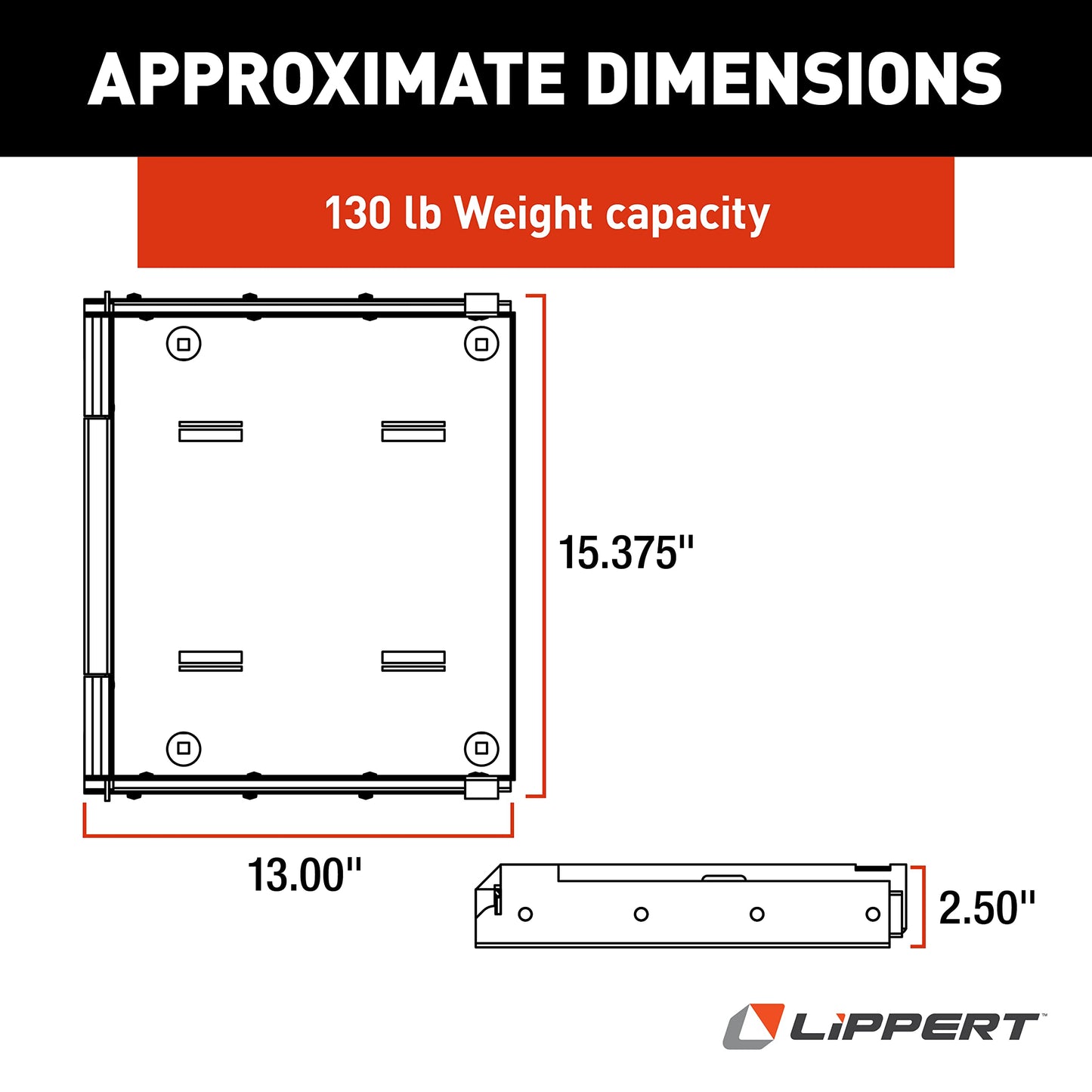 Kwikee 905703010 200 lbs Capacity Battery Tray RV Cargo Storage - 15 3/8" Compartment Fit