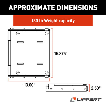 Kwikee 905703010 200 lbs Capacity Battery Tray RV Cargo Storage - 15 3/8" Compartment Fit
