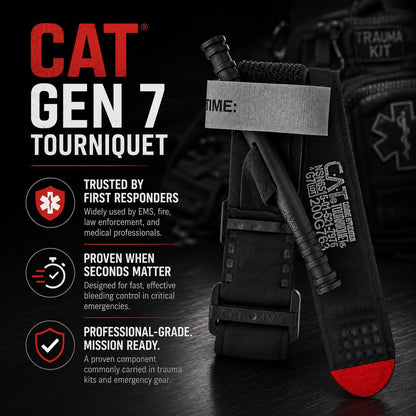 CareTac IFAK Trauma & First Aid Kit with CAT Gen 7 Tourniquet – Military-Grade Tactical Medical Kit Includes Israeli Bandage, Chest Seal, Splint & CPR Mask for Bleed Control, Gunshot Wounds & More