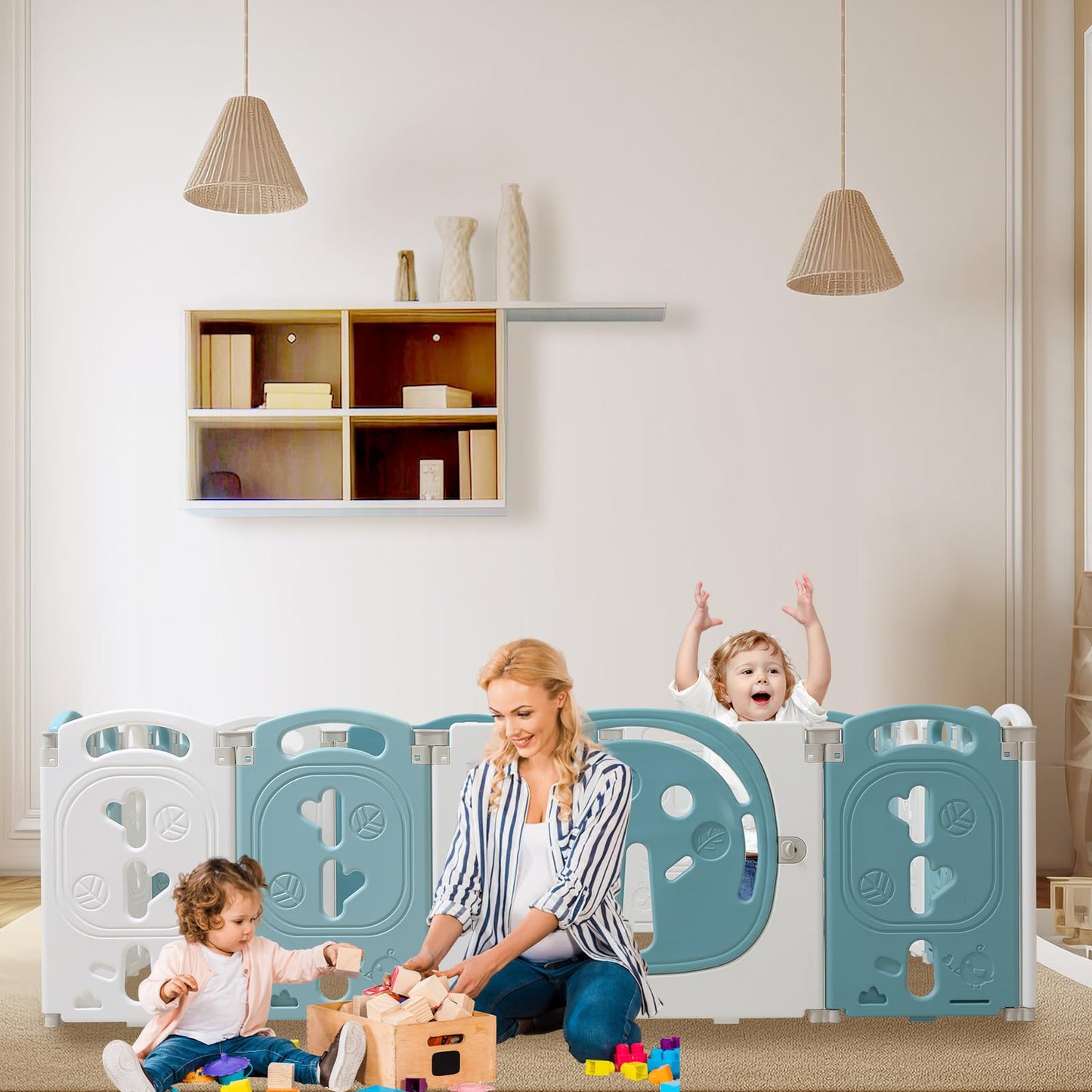 LulliSpace Baby Playpen,Foldable Playpen for Babies and Toddlers,Kids Activity Centre Safety Play Yard,Safety Gates for Indoor&Outdoor,Toddler Fence Play Area,Portable, Educational, 18 Panels