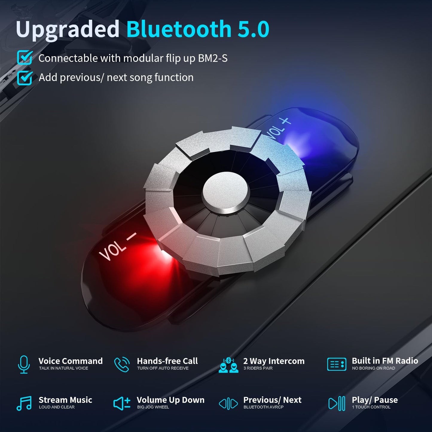 Bluetooth Motorcycle Helmet FreedConn BM12 DOT Full Face Bluetooth Helmets Motorcycle Dual Visor Helmet with Integrated Intercom System/ 2~3 Riders Pair/ 500M/ FM/ MP3/ Voice Dial (Multi-Color, XXL)