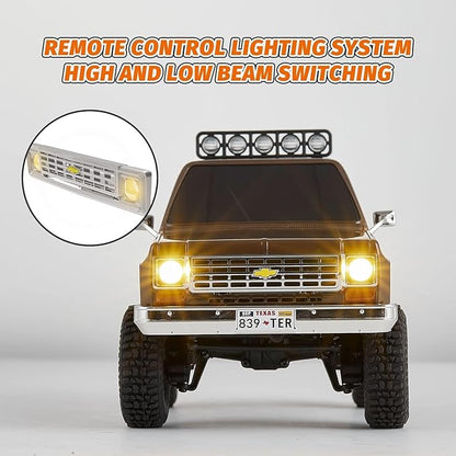 FCX24 FMS 1/24 K5 Chevy Blazer RC Crawler Officially Licensed Mini RC Car Pick Up Truck &amp SUV 2 in 1 4WD 8km/h 2 Speeds Switch Off-Road RC Model with LED Lights for Adults (Black)