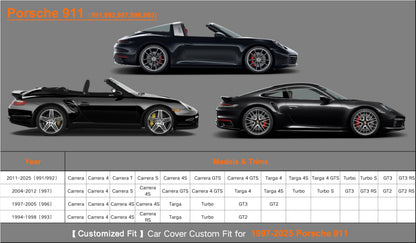 Kayme Heavy Duty Car Cover Custom Fit Porsche 911 991 992 997 996 Carrera S 4S GTS Coupe Convertible Targa, Waterproof All Weather for Automobiles, Full Exterior Covers Sun Rain UV Protection.