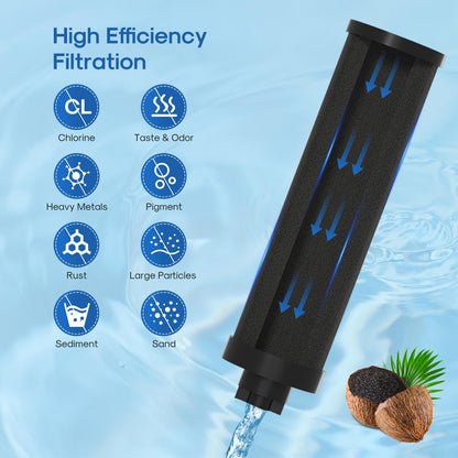 ICEPURE 2.25G Gravity-fed Water Filter System with Sight Glass Spigot, 304 Stainless Steel Countertop System, 2 Black Carbon Filters and Stand, Reduce 99% Chlorine, Lead for Home, Camping, Emergencies