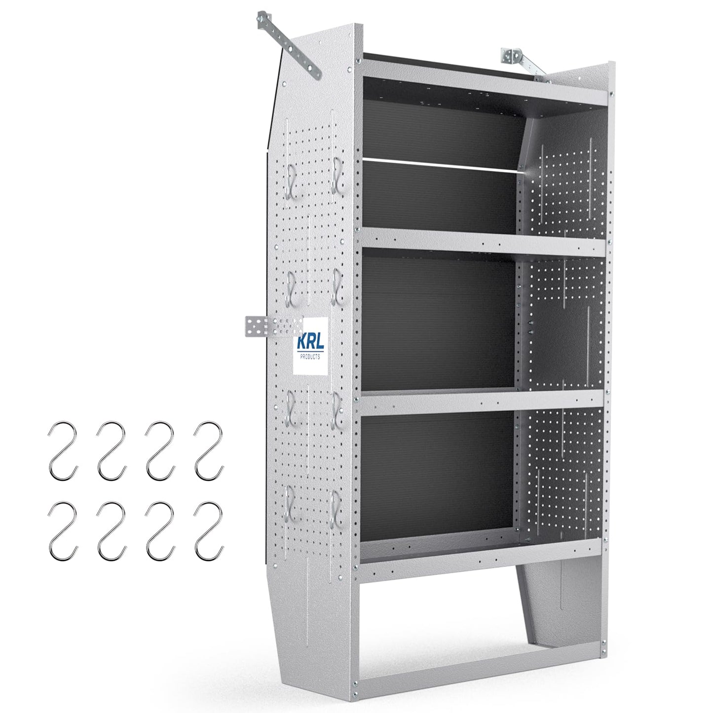 KRL PRODUCTS SV-3260 Steel Mid/High Roof Van Shelving Storage System Fits Transit, NV, Promaster and Sprinter, Van Shelving Units, 32''W * 60''H * 13''D