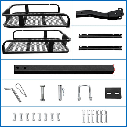 LWTURMRT Anti-Abrasion Hitch Cargo Carrier 57"X21"X6",Trailer Rack Mount Steel with High Side Rails for RV's,Trucks,SUV,Vans,Cars 2" Receiver 500lb,Black