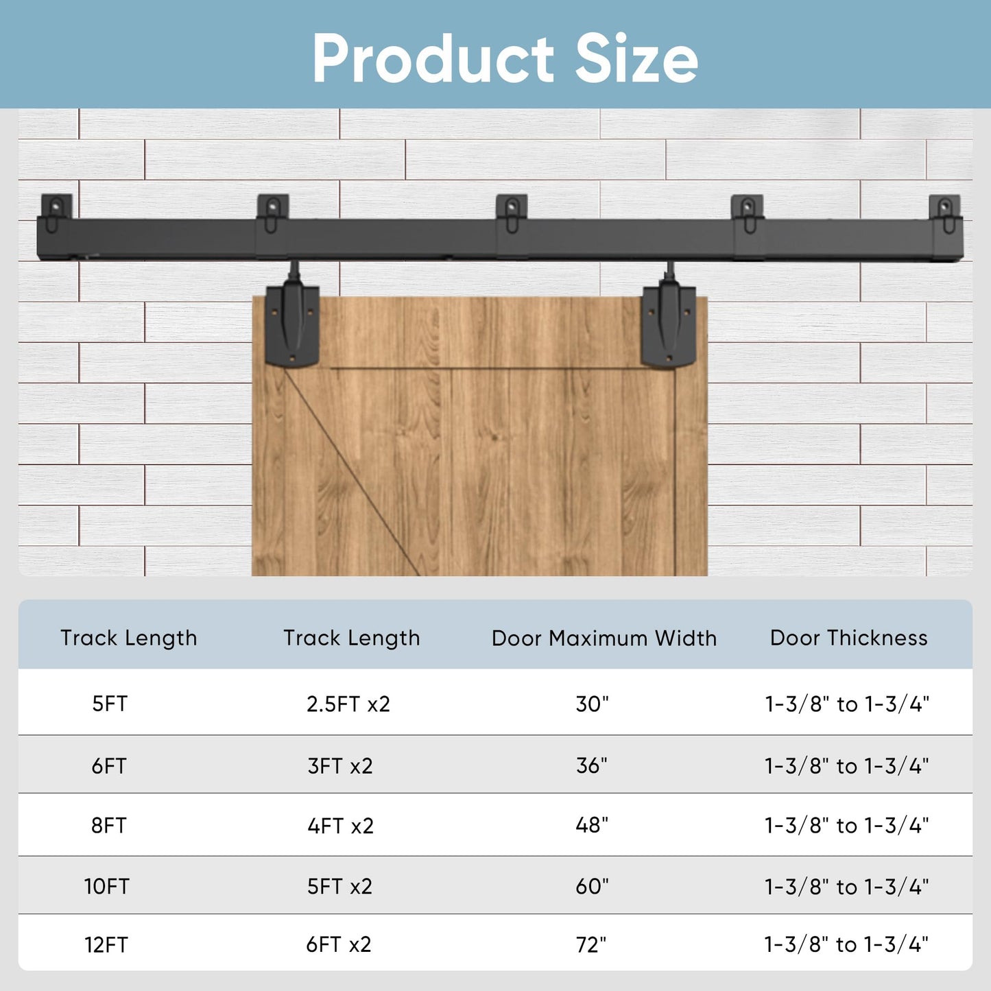 10FT Heavy Duty Exterior Barn Door Hardware Kit, BarnBase Box Rail Hardware kit, Outdoor Barn Door Hardware Kit for 1 Door(Door not Include), 450 lbs Capacity, Black
