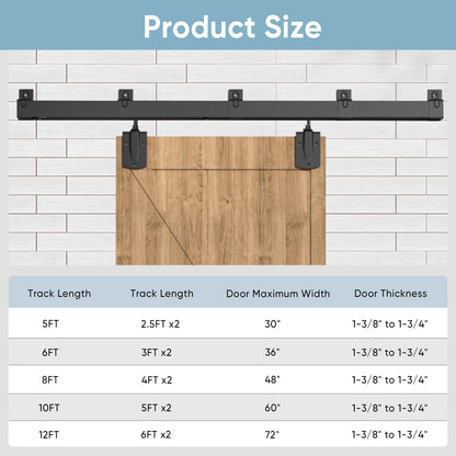 10FT Heavy Duty Exterior Barn Door Hardware Kit, BarnBase Box Rail Hardware kit, Outdoor Barn Door Hardware Kit for 1 Door(Door not Include), 450 lbs Capacity, Black