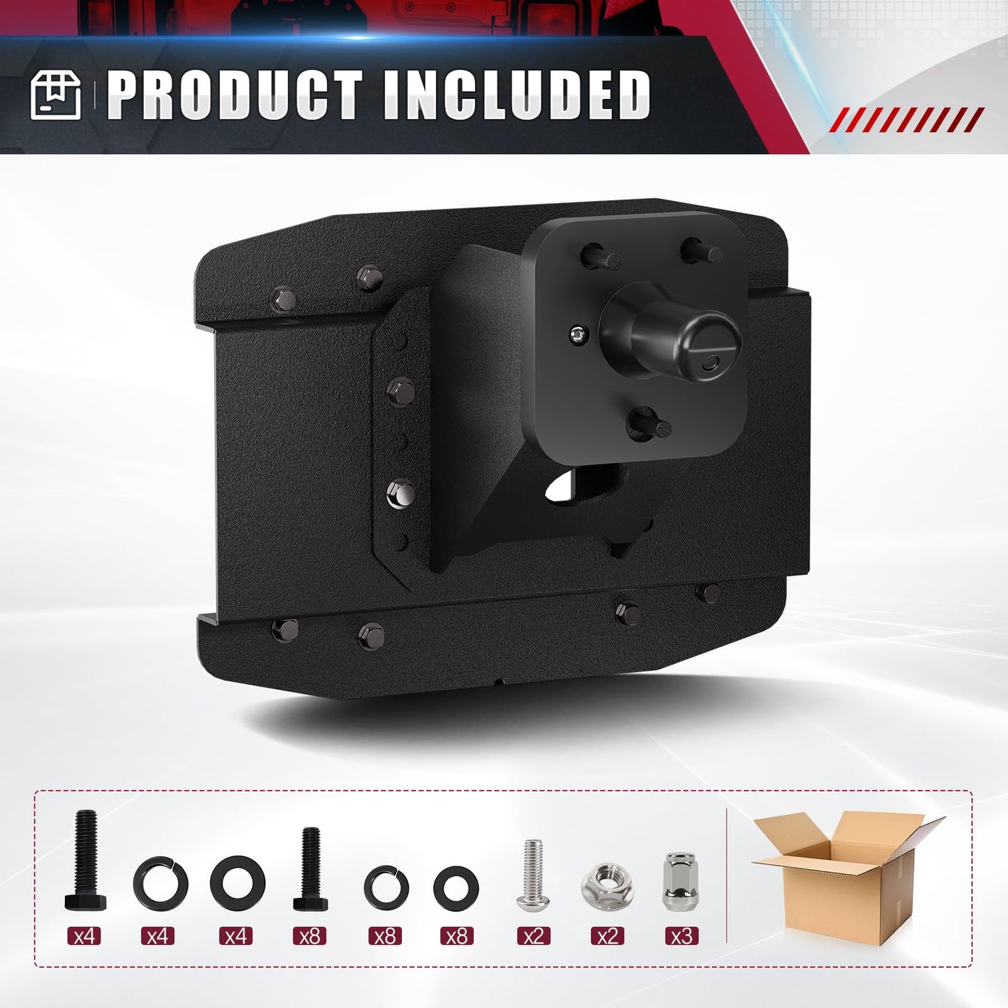 EYOUHZ Oversize Spare Tire Mount Carrier up to 40 inches Compatible with 2018-2026 Jeep Wrangler JL JLU with a Rear-View Camera Slot (Camera not Included) Heavy Duty Rear Wheel Bracket