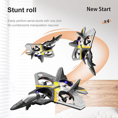 Remote Control Airplane RC Planes RC Fighter Jet Toy for Kids Adults 8-16 Remote Control Planes with LED Light 2 Batteries 360° Stunt Spin Durable Foam Gifts for Boys (Blue + 2 Batteries)