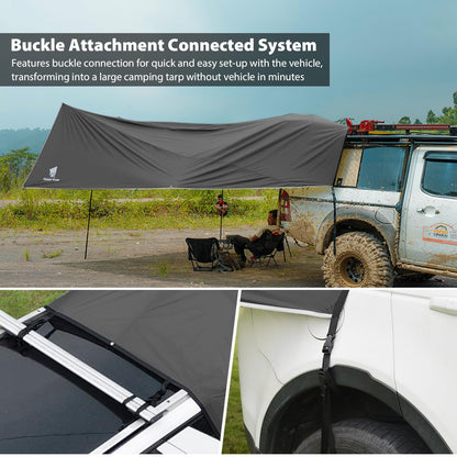 GEERTOP Large Camping Tarp Shelter SUV Tailgate Car Awning Canopy Waterproof Lightweight Outdoor Rear Vehicle Sun Shade for Van, MPV, Campers