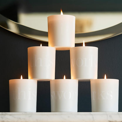 This Works Deep Sleep Heavenly Candle, 220 g - Luxury Candle Enriched with Essential Oils of Lavender, Camomile and Vetivert - Hand Poured Scented Candle with a 40hr Burn Time for a Calming Experience