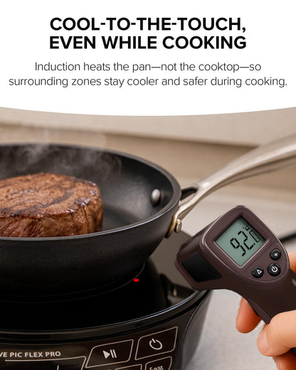 Nuwave Flex Pro 10.25” Precision Induction Cooktop with IMD Touch Display, LED, Shatter-Resistant Glass, 81 Temps (100°–500°F), 3 Wattages (600/900/1400W), Auto Shutoff, Portable Design, 30503V01