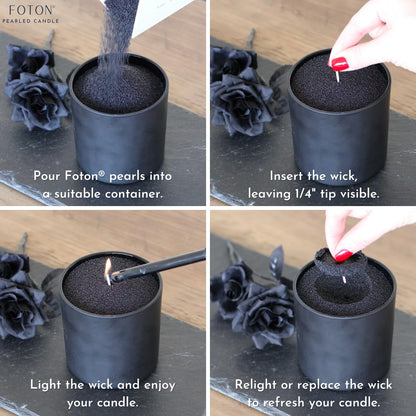 Foton Pearled Candle Xmas Special Maroon Colored 18 Oz - Unscented Non Toxic Luxury Long Lasting Powder Wax Sand Candles up to 120 Hours - Refillable Pearl Candle Sand with 30 Wicks for Candles Making