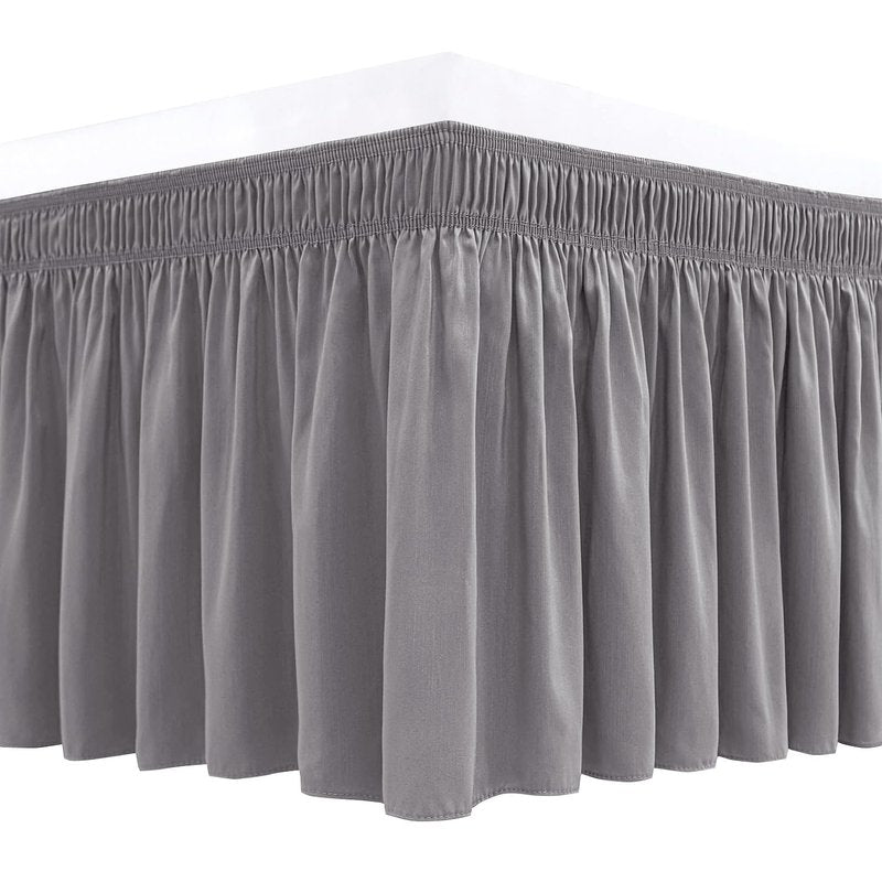 Biscaynebay Wrap Around Bed Skirts for King & Cal King Beds 18" Long Drop, Silver Grey Adjustable Elastic Dust Ruffles Easy Fit Wrinkle Resistant Silky Luxurious Fabric Machine Washable