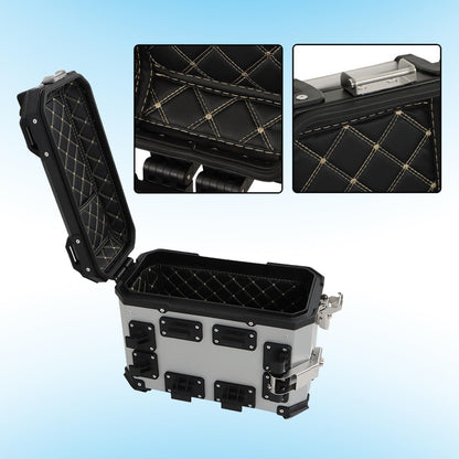 SEBLAFF Motorcycle Hard Side Saddlebag Box Trunk Tour Motorcycle Panniers Side Case Silver 36L