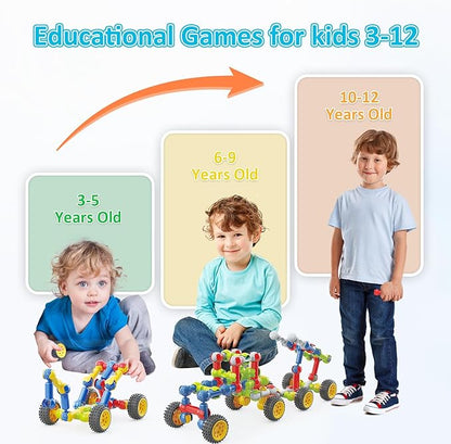 Stem Building Toys for 3 4 5 6 7 8 Year Old Boys Girls Kids180 Pieces Building Blocks Educational Learning Toys with Large Storage BoxIdeal Christmas Birthday Gifts