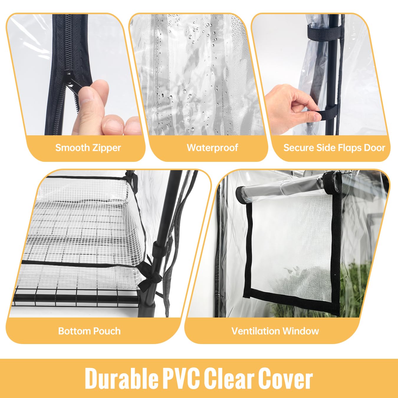 SpeePlant Indoor Greenhouse with Grow Light, 4-Tier Plant Stand with Zippered PVC Tent, Ventilation Window, Bottom Pouch, 20W Full Spectrum Plant Light with Timer for Seed Starting, 27"L x 19"W x 59"H