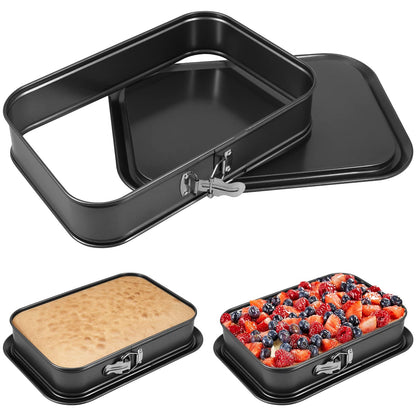 Abizarch Springform baking Pan Rectangle, 14 x 9.5 Inch Large Spring Form Cake Pan with Removable Bottom, Non-stick Cheesecake Cake Pan Bakeware for Home Kitchen DIY (Rectangular)