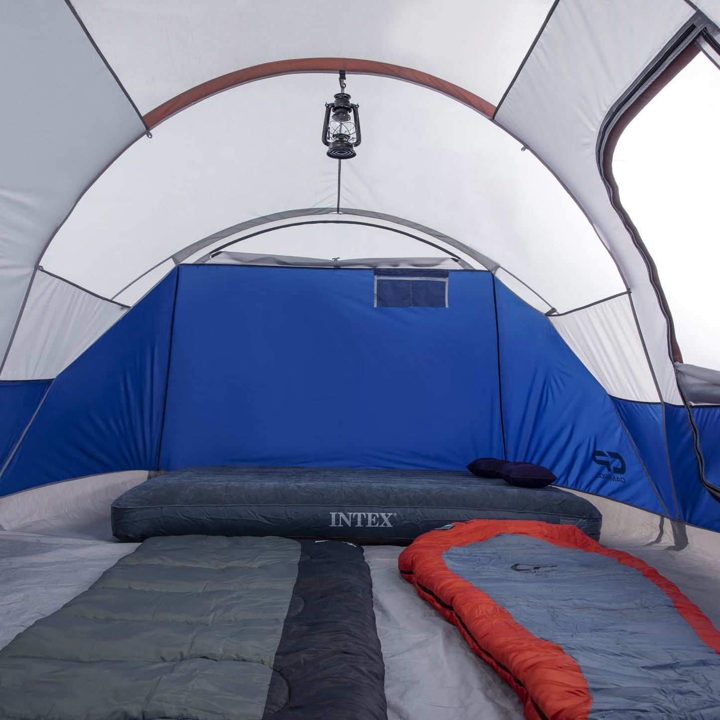 CAMPROS CP Camping Tent 10/12 Person Family Cabin Tent, 2 Room Water Resistant Waterproof Tent with Top Rainfly, 4 Large Mesh Windows, Double Layer, Easy Set Up, Portable with Carry Bag