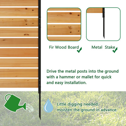 38" W×61" H Wooden Privacy Screen No Dig Outdoor Fence Panel with Metal Stakes Decorative Barrier for Trash Can Air Conditioner & Pool Equipment (Orange 1 Panel)