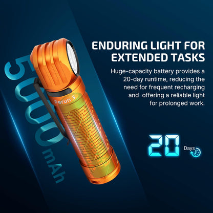 OLIGHT Perun 3 Rechargeable Headlamp Flashlight, 3000 Lumens LED Headlight with Red Light Bundle with IMINI 2 EDC Rechargeable Keychain Flashlight, 50 Lumens Compact and Portable Mini Light