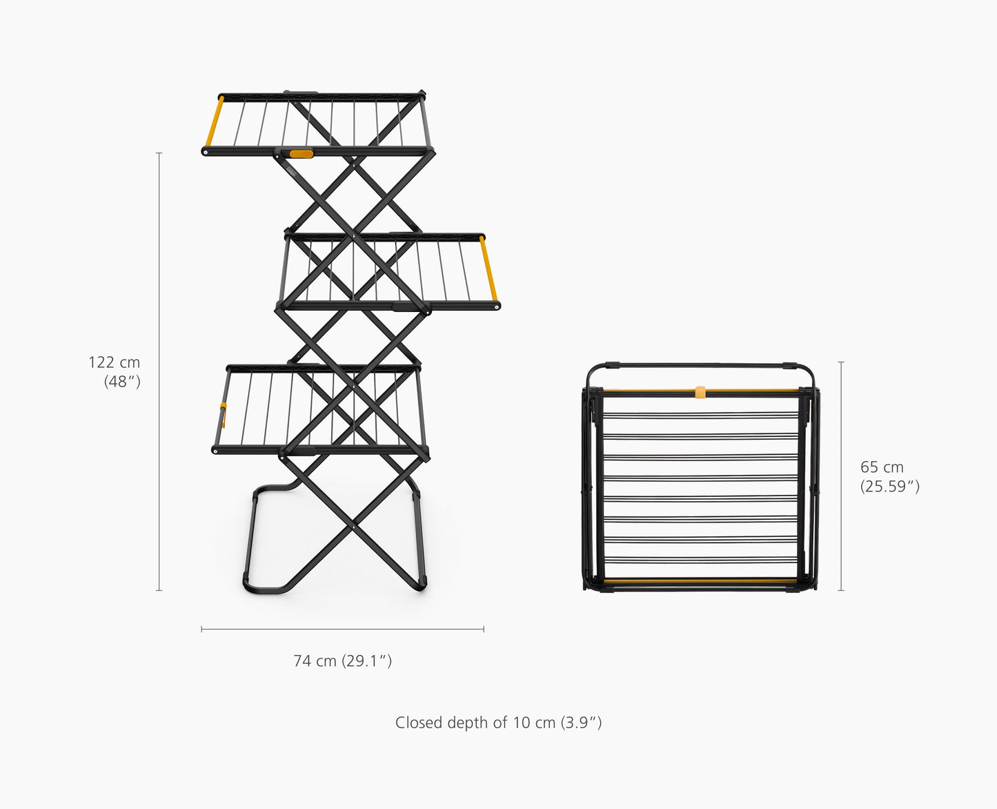 Joseph Joseph AirFrame 3-Tier Clothes Airer Drying Rack, 53 ft Capacity, Indoor/Outdoor, Stable, Foldable, Compact Storage