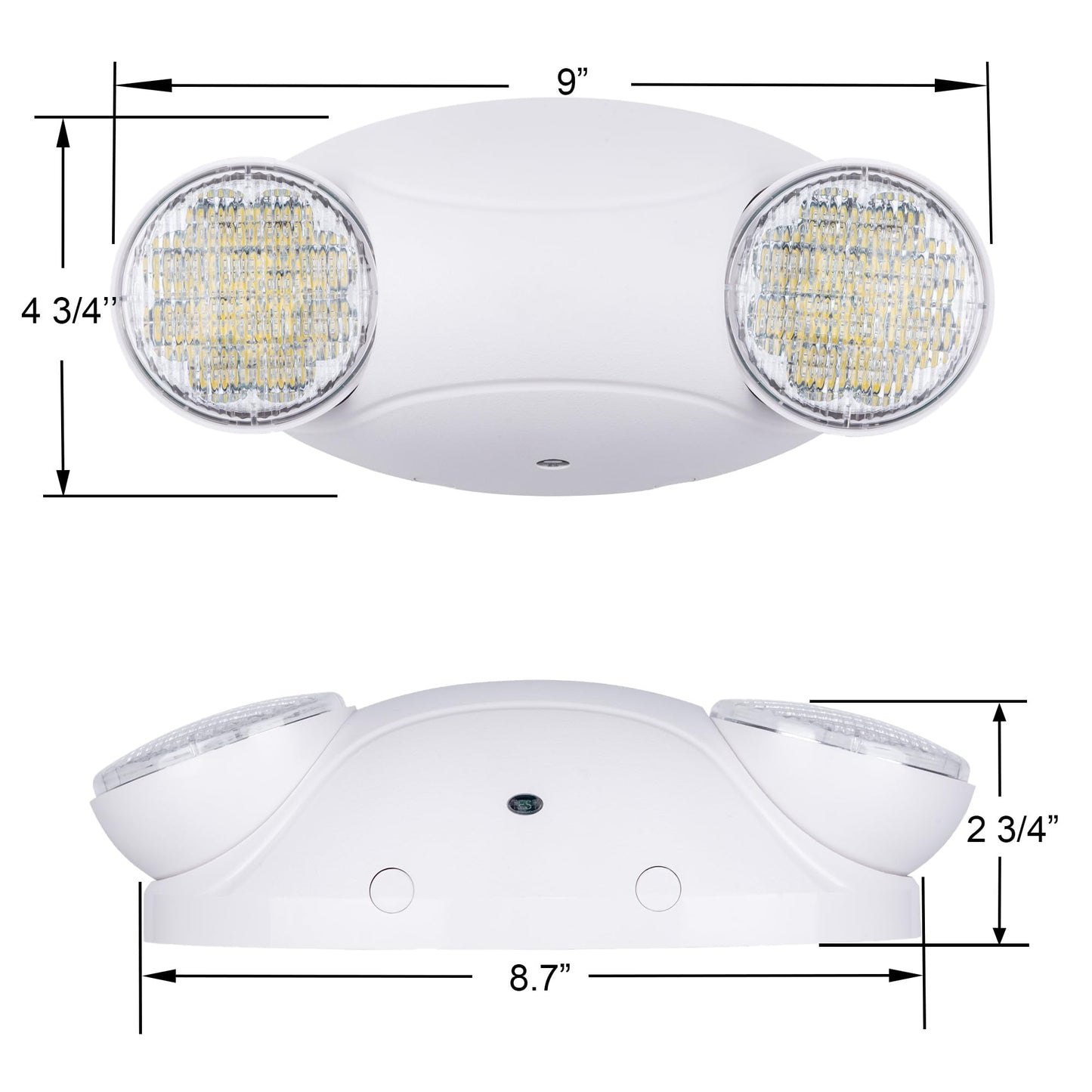 LIT-PaTH LED Emergency Lighting Fixtures with 2 LED Bug Eye Heads and Back Up Batteries- US Standard Exit Light, UL 924 and CEC Qualified, 120/277 Voltage, White, 6-Pack