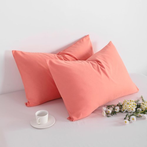 FLXXIE King Pillow Cases - Soft Microfiber Covers with Envelope Closure | Wrinkle & Stain Resistant, 20x36, Coral