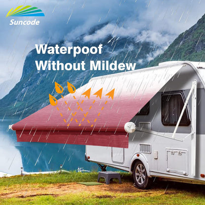 Suncode Premium RV Awning Fabric Replacement, Heavy-Duty Waterproof Vinyl Canopy, Universal Fit for Camper Trailer Motorhome, 19'(Fabric 20'2") Burgundy Fade