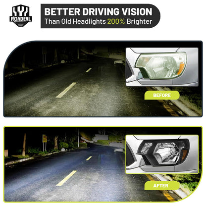 ROADEAL Headlights W/Bulbs for 2012 2013 2014 2015 Toyota Tacoma Halogen Headlamp Replacement Driver & Passenger Side