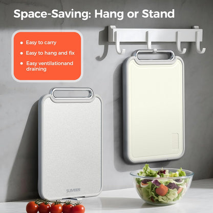 Sumzzz Stainless Steel Cutting Board - 2-in-1 Double-Sided Chopping Board, Dishwasher Safe, Large 16”×11”