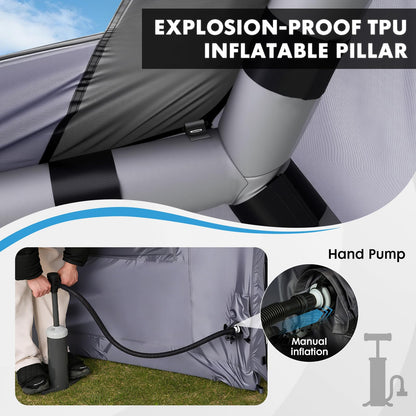 Inflatable Tents for Camping 2-4 Person, Blow Up Tent with Skylight & Awning, Waterproof Inflatable Camping Tent with Mesh Windows, Portable Tent Camping Essentials, Easy Setup with Hand Pump