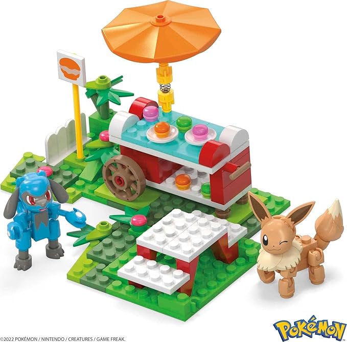 MEGA Pokémon Action Figure Building Toys Set Pokémon Picnic With 193 Pieces 2 Poseable Characters Eevee and Riolu Gift Idea For Kids