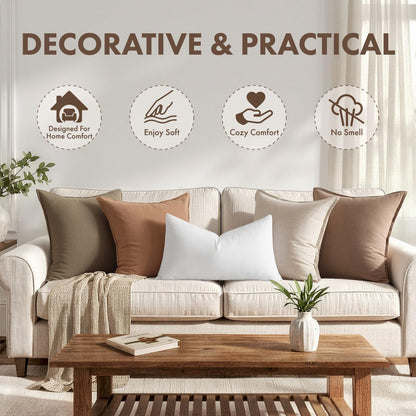 MIULEE Down Alternative Pillow Insert - Ultra Soft Fluffy Decorative Throw Pillow 12x20 Inch for Sofa & Bed